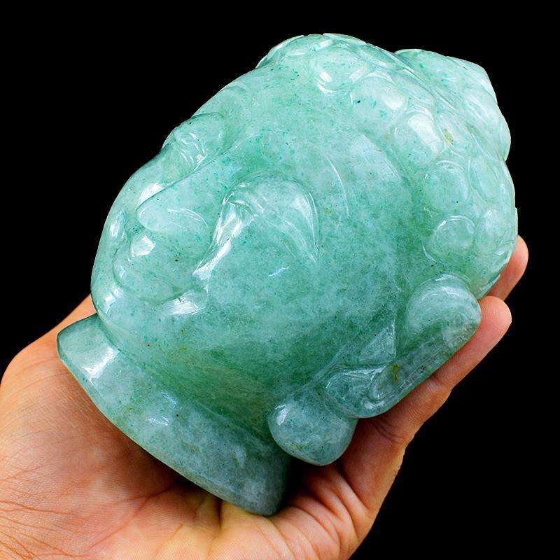 gemsmore:Hand Carved Green Aventurine Gemstone Lord Buddha Head Idol