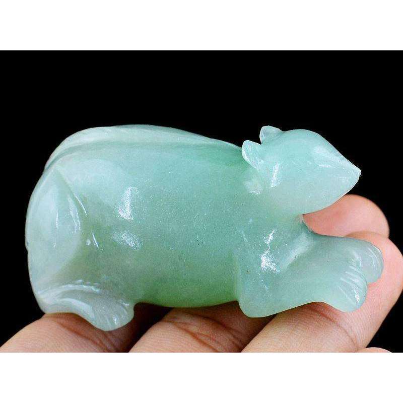 gemsmore:Hand Carved Green Aventurine Mouse - Exclusive