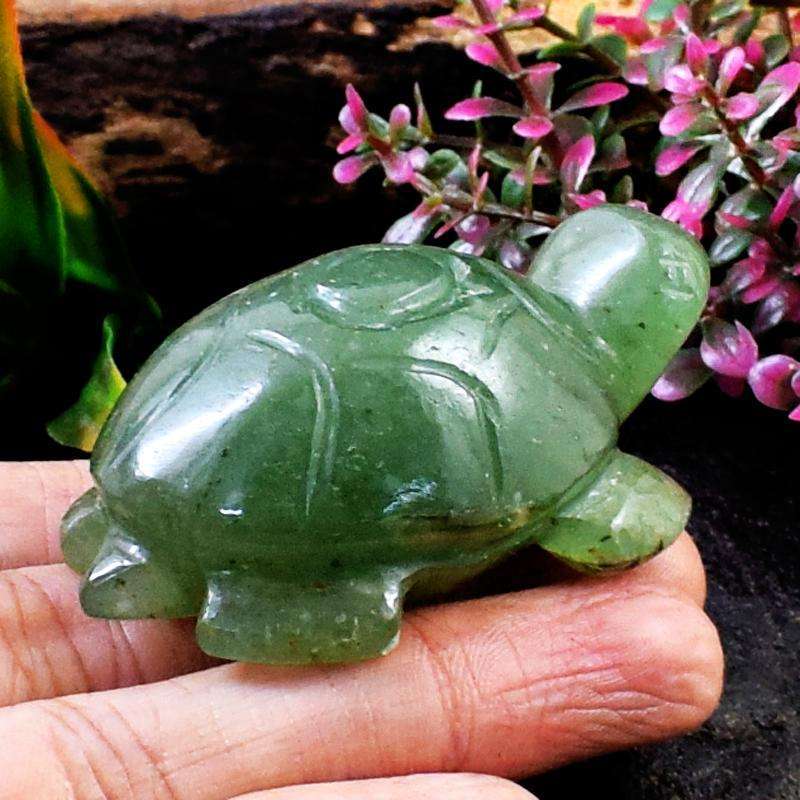 gemsmore:Hand Carved Green Aventurine Turtle Gemstone