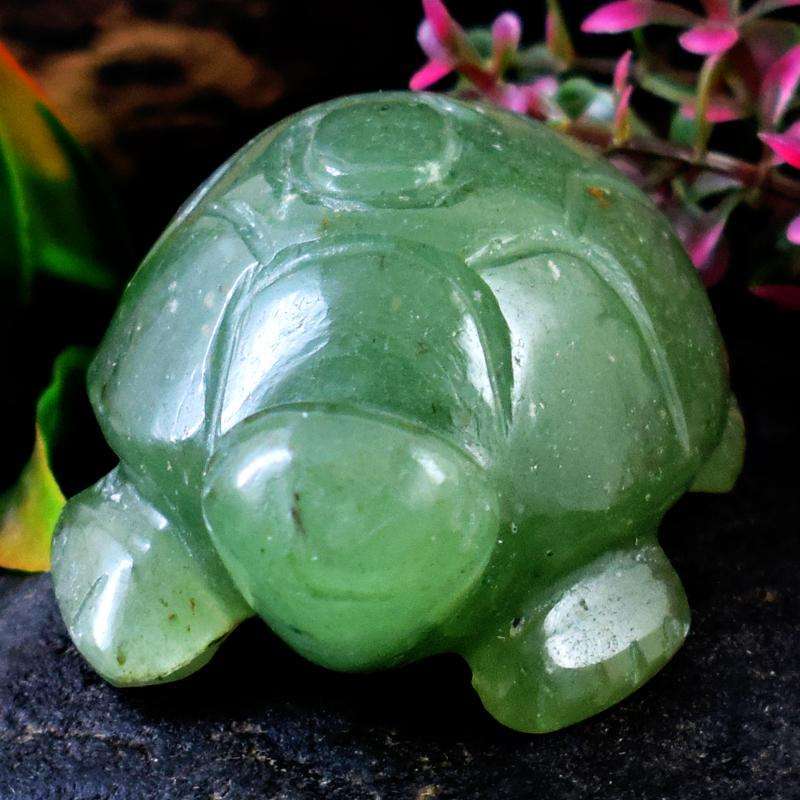 gemsmore:Hand Carved Green Aventurine Turtle Gemstone