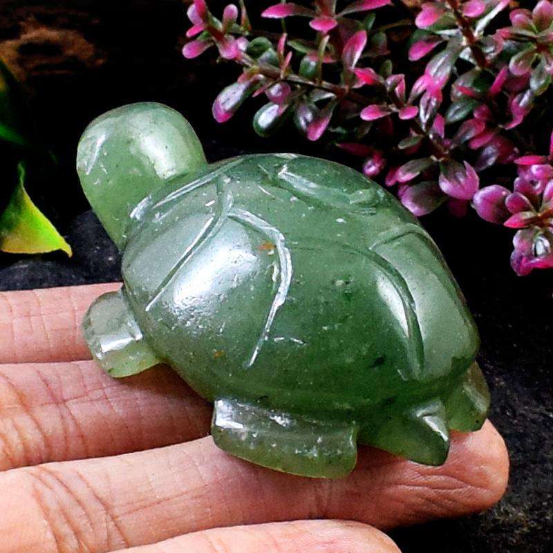 gemsmore:Hand Carved Green Aventurine Turtle Gemstone