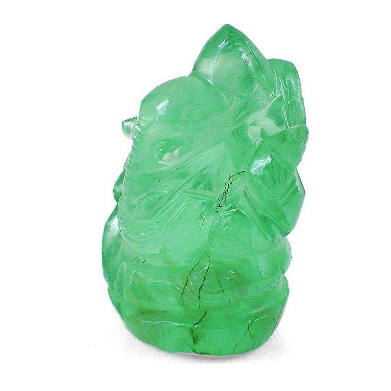 gemsmore:Hand Carved Green Fluorite Gemstone Lord Ganesha Idol Statute