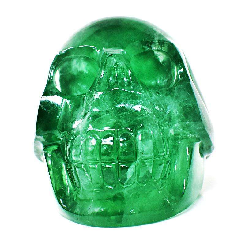 gemsmore:Hand Carved Green Fluorite Skull - Museum Size