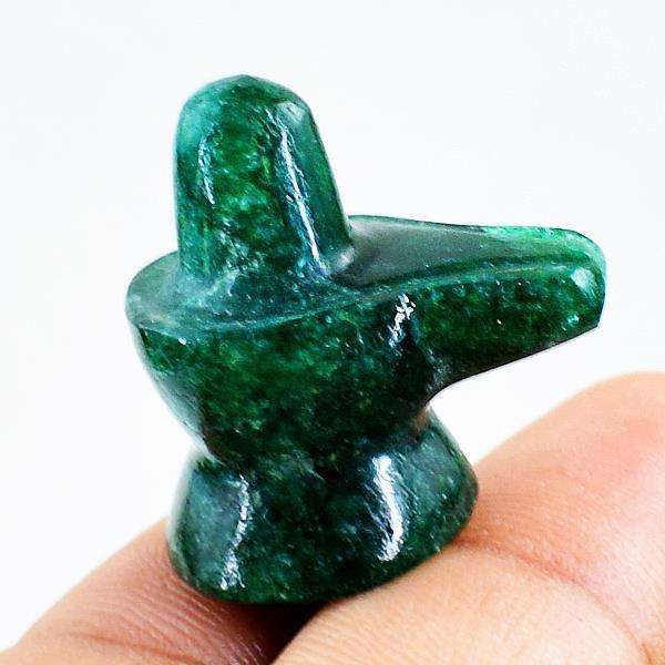 gemsmore:Hand Carved Green Jade Hindu Lord Shiva Shivling