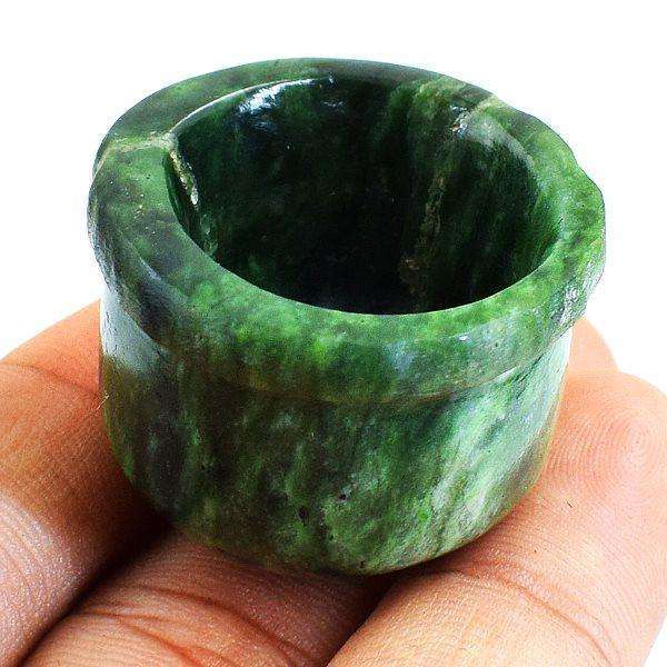 gemsmore:Hand Carved Green Jade Miniature Bowl