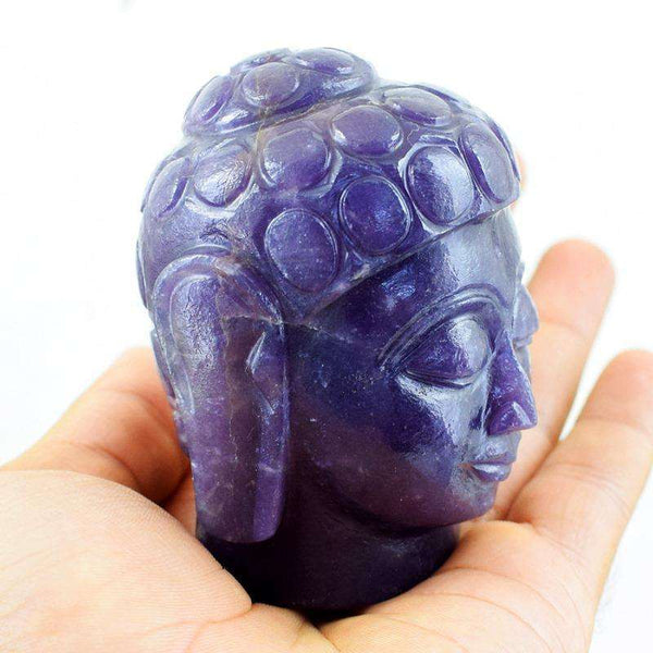 gemsmore:Hand Carved Lepidolite Lord Buddha Head Idol
