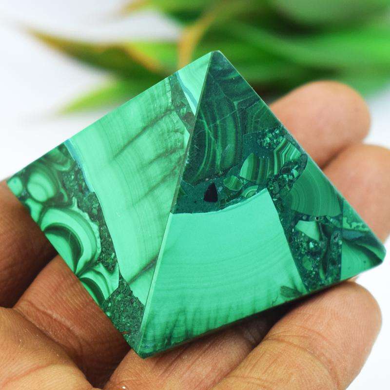 gemsmore:Hand Carved Malachite Reiki Healing Pyramid