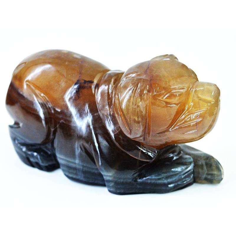 gemsmore:Hand Carved Multicolor Fluorite Carved Dog - Exclusive