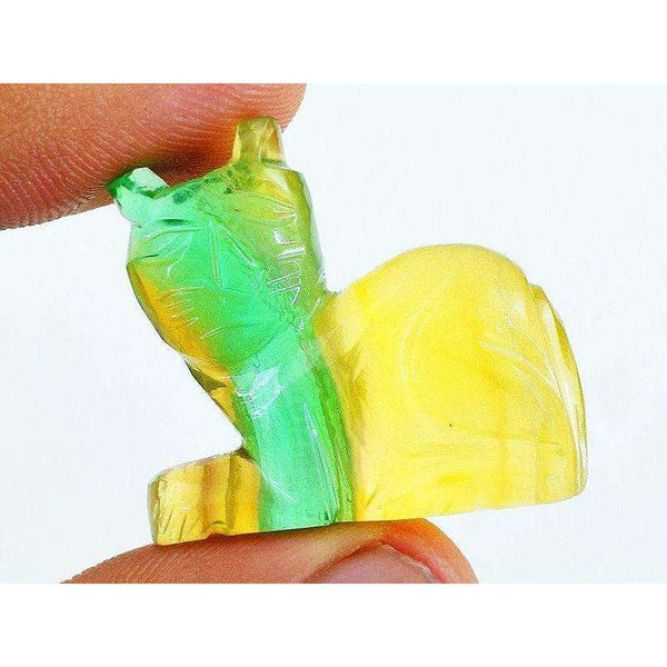 gemsmore:Hand Carved Multicolor Fluorite Cat - Exclusive