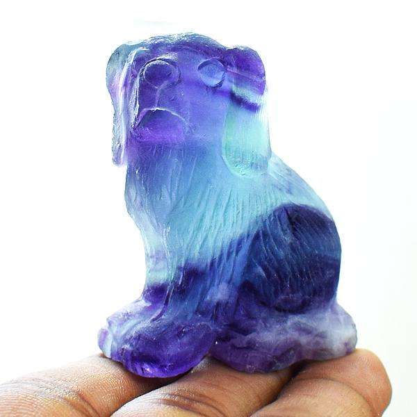 gemsmore:Hand Carved Multicolor Fluorite Dog