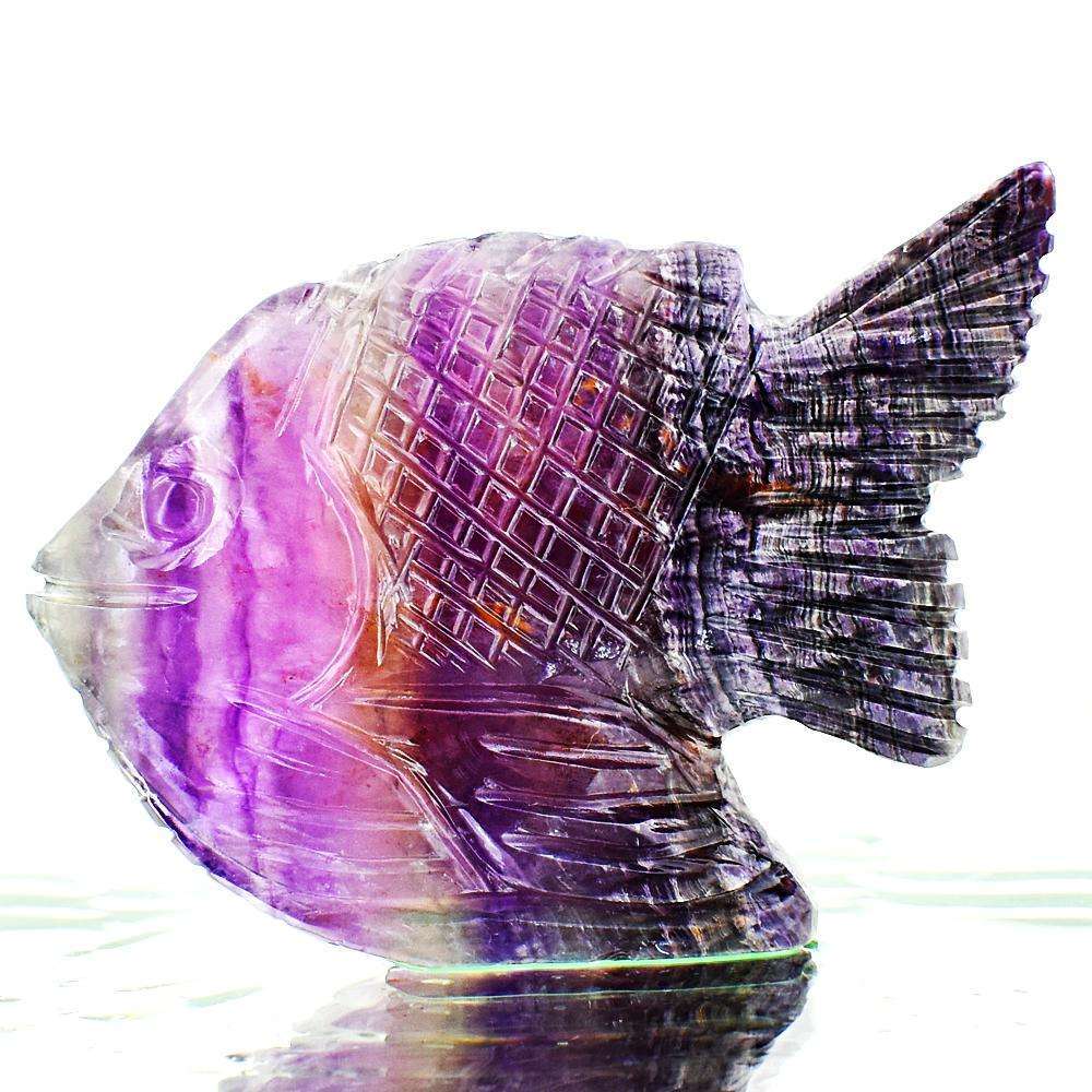 gemsmore:Hand Carved Multicolor Fluorite Fish - Beautiful