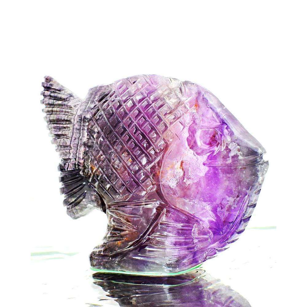 gemsmore:Hand Carved Multicolor Fluorite Fish - Beautiful