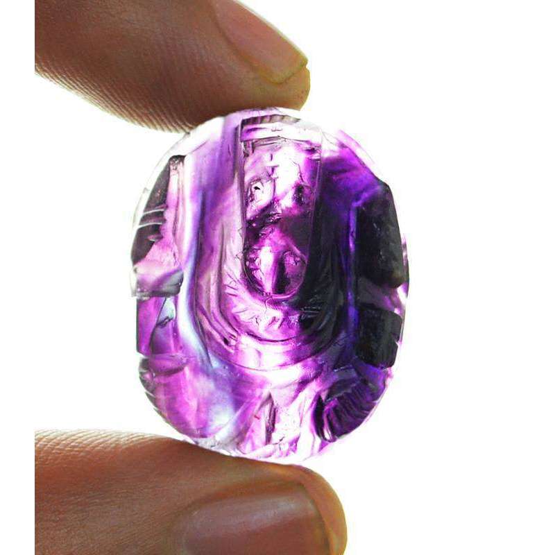 gemsmore:Hand Carved Multicolor Fluorite Ganesha Engraved Gemstone
