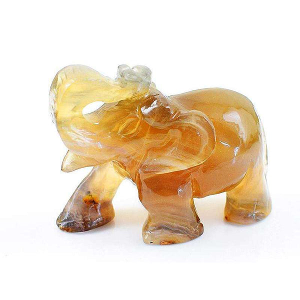 gemsmore:Hand Carved Multicolor Fluorite Gemstone Elephant
