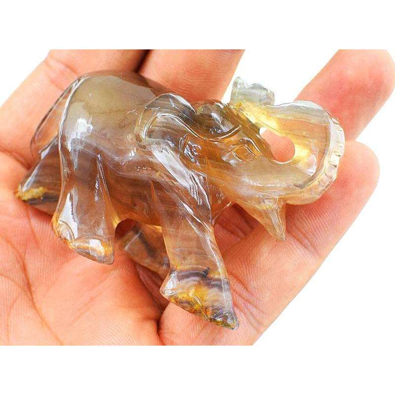 gemsmore:Hand Carved Multicolor Fluorite Gemstone Elephant