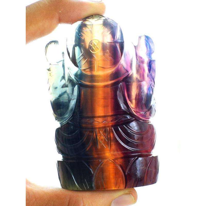 gemsmore:Hand Carved Multicolor Fluorite Gemstone Lord Ganesha Idol Statute