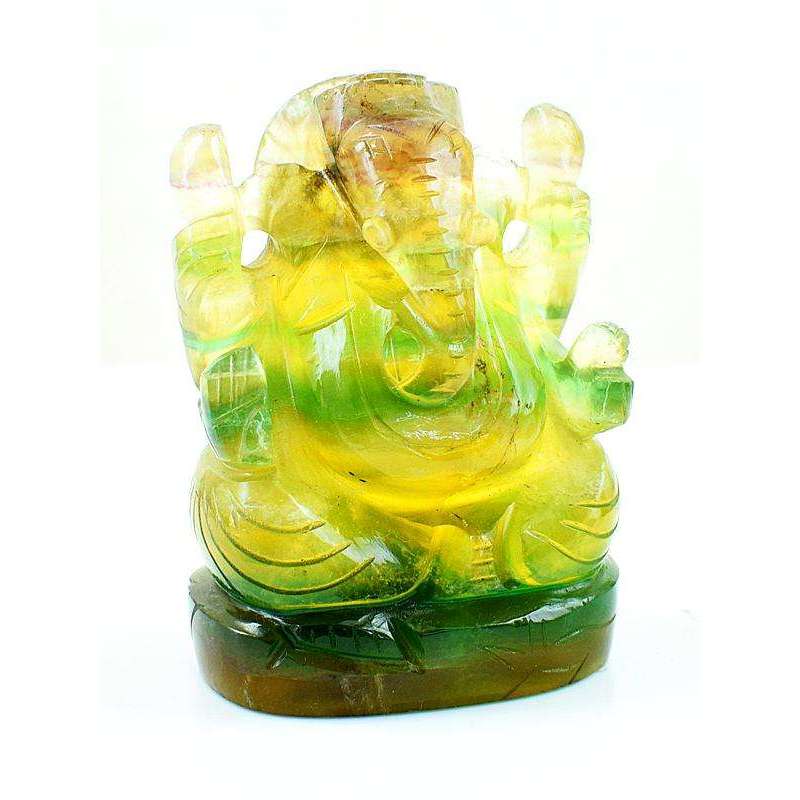 gemsmore:Hand Carved Multicolor Fluorite Lord Ganesha Idol Statue