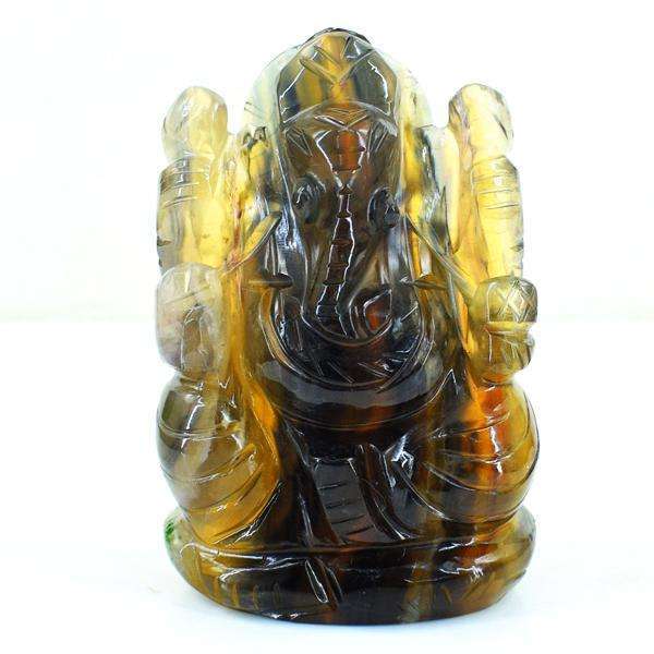 gemsmore:Hand Carved Multicolor Fluorite Lord Ganesha Idol