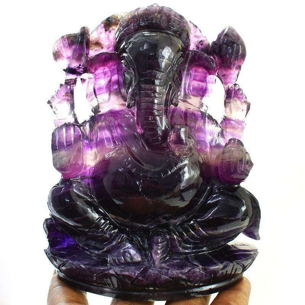 gemsmore:Hand Carved Multicolor Fluorite Lord Ganesha Idol