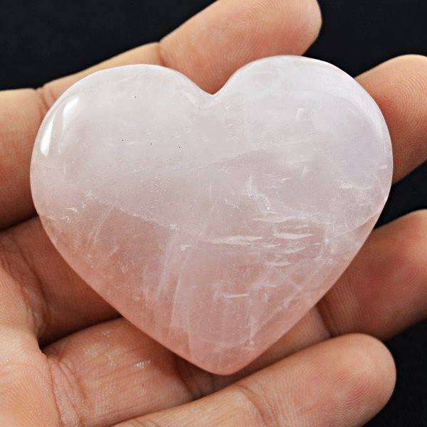 gemsmore:Hand Carved Pink Rose Quartz Heart Shape Cabochon