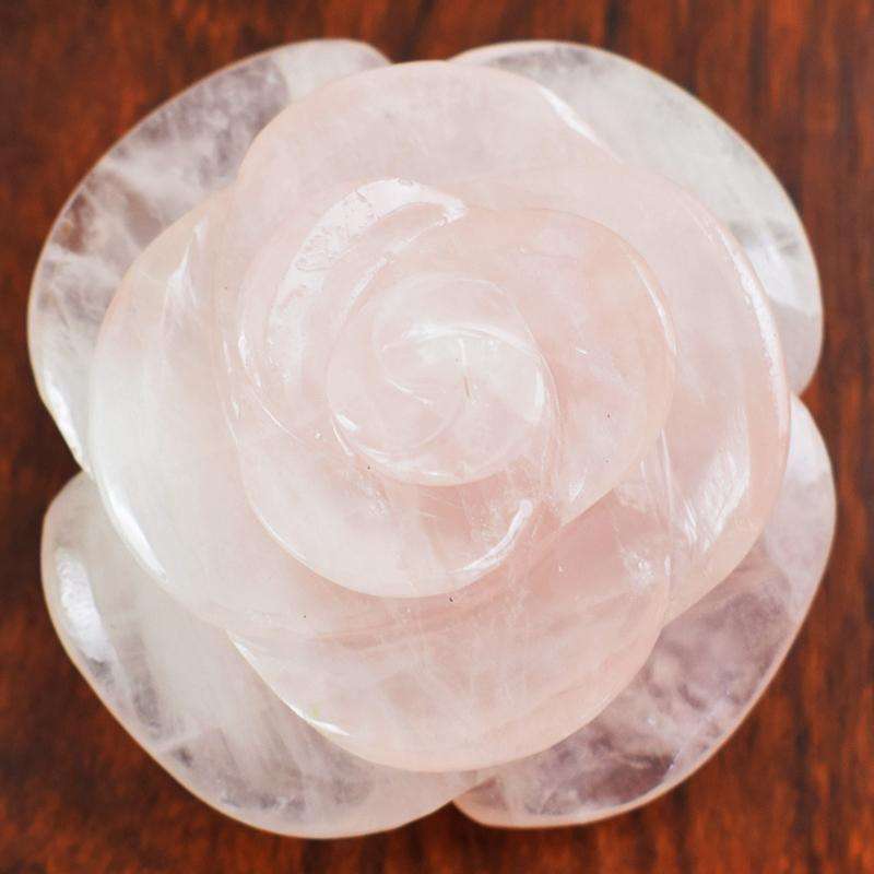 gemsmore:Hand Carved Pink Rose Quartz  Rose Gemstone