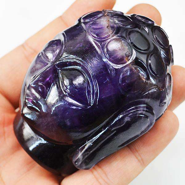 gemsmore:Hand Carved Purple Amethyst Buddha Head