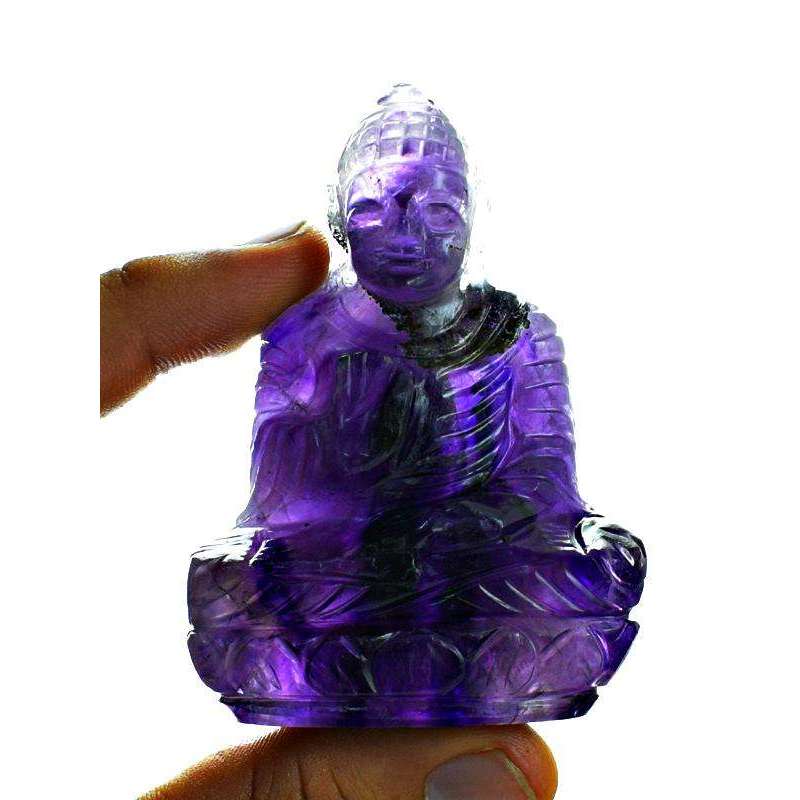 gemsmore:Hand Carved Purple Amethyst Buddha Idol