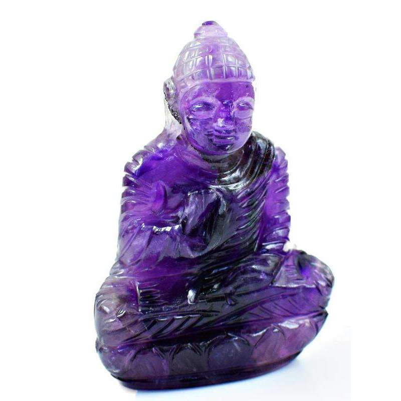gemsmore:Hand Carved Purple Amethyst Buddha Idol
