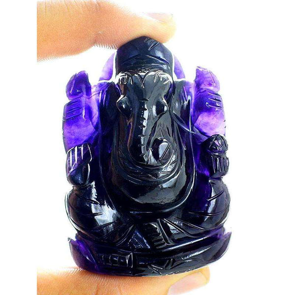 gemsmore:Hand Carved Purple Amethyst Lord Ganesha Idol Statue