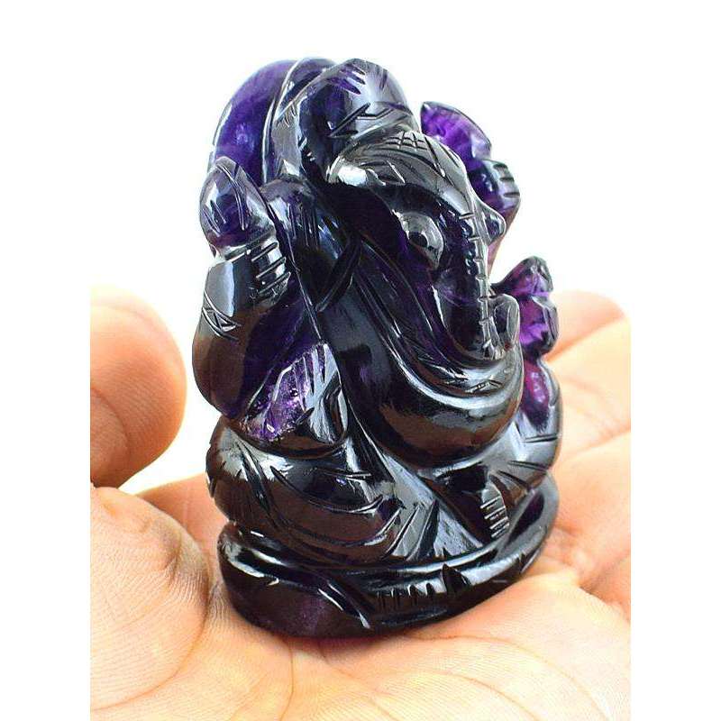 gemsmore:Hand Carved Purple Amethyst Lord Ganesha Idol Statue