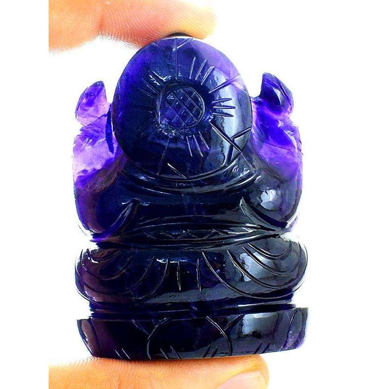 gemsmore:Hand Carved Purple Amethyst Lord Ganesha Idol Statue