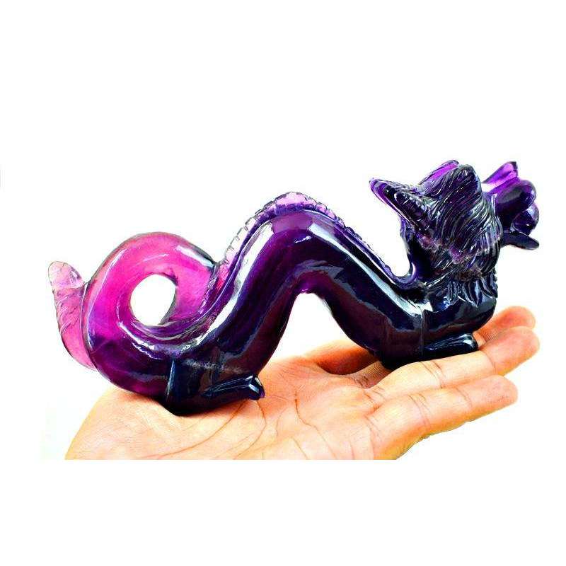 gemsmore:Hand Carved Purple Fluorite Dragon - Masterpiece