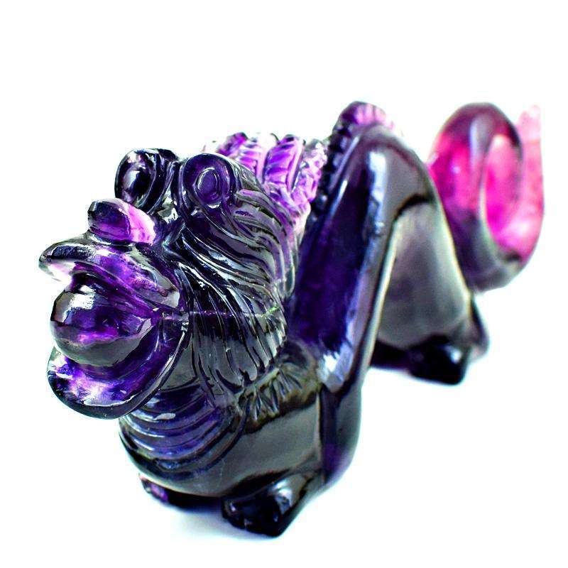 gemsmore:Hand Carved Purple Fluorite Dragon - Masterpiece