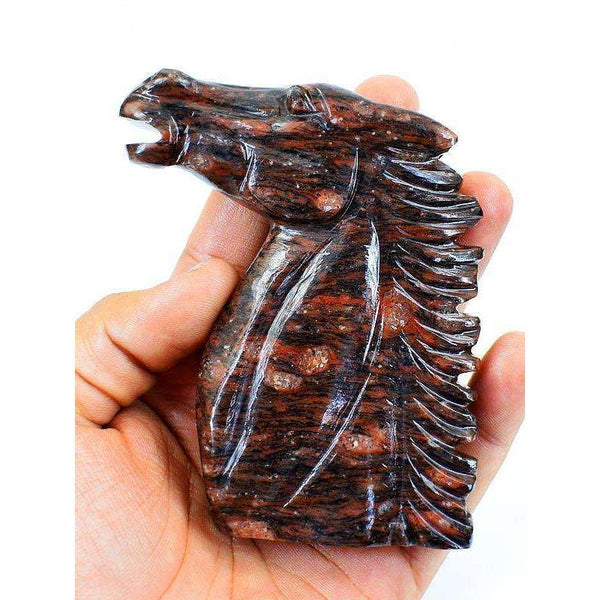 gemsmore:Hand Carved Red Garnet Animal Horse Head