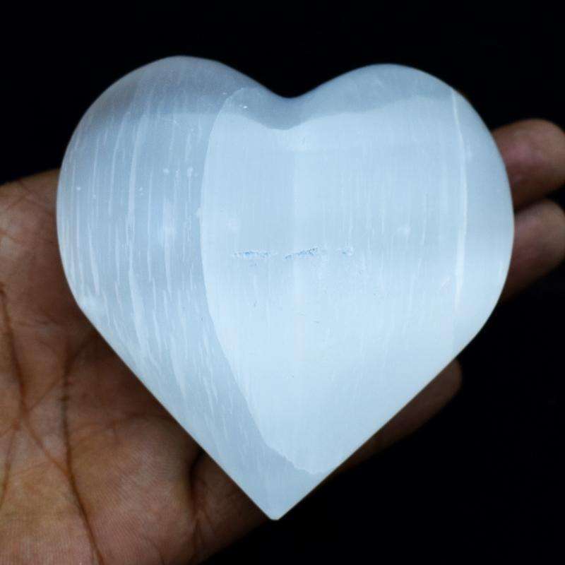 gemsmore:Hand Carved Selenite Heart Shape Cabochon