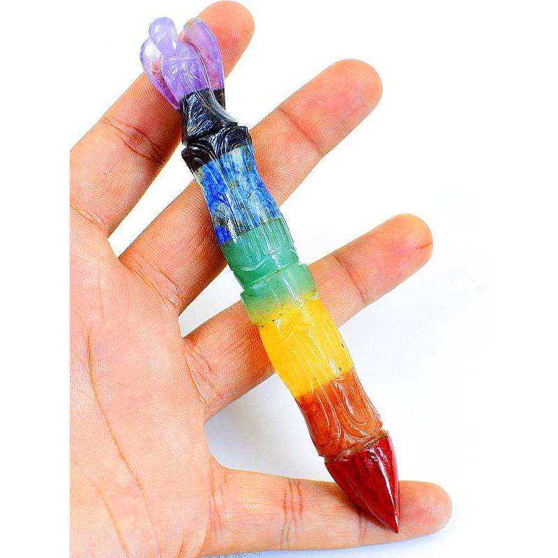 gemsmore:Hand Carved Seven Chakra Healing Angel Stick