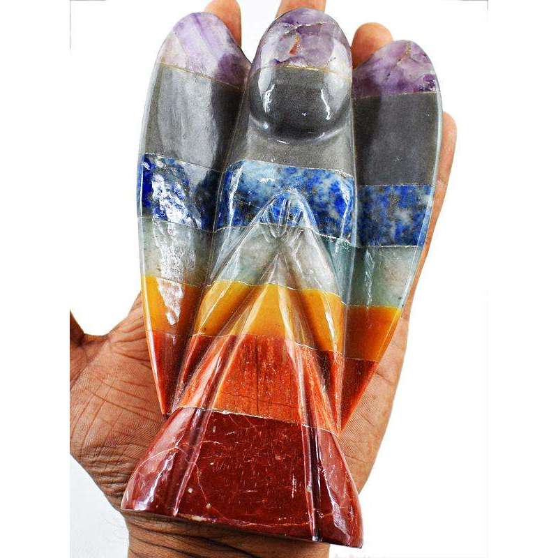 gemsmore:Hand Carved Seven Chakra Reiki Healing Angel - Massive Size