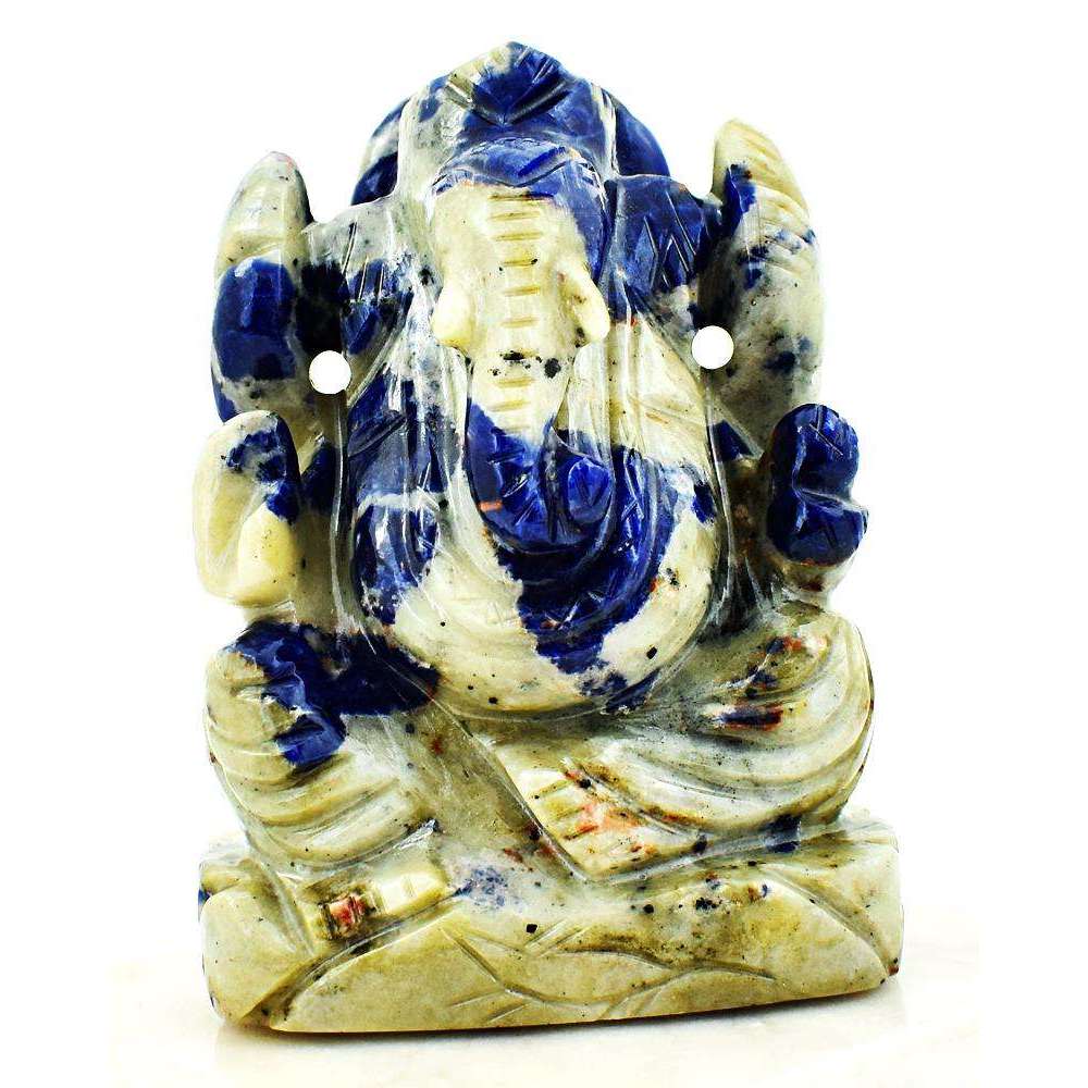gemsmore:Hand Carved Sodalite Lord Ganesha Idol Statue