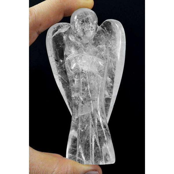 gemsmore:Hand Carved White Quartz Healing Reiki Crystal Angel