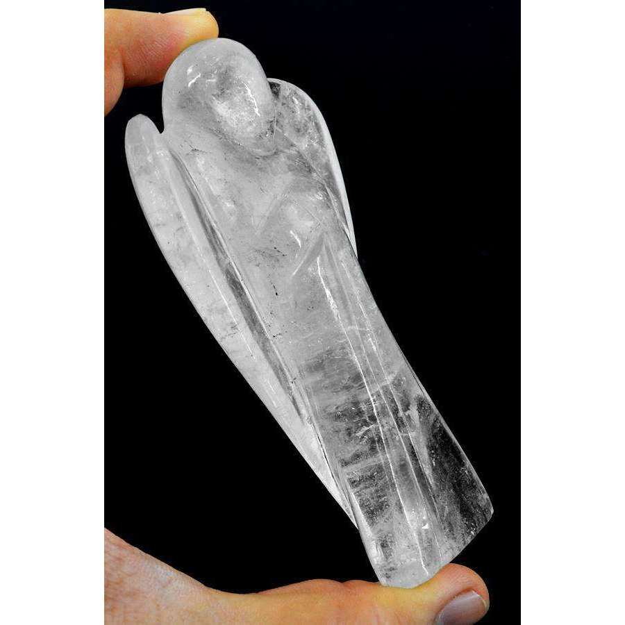 gemsmore:Hand Carved White Quartz Healing Reiki Crystal Angel