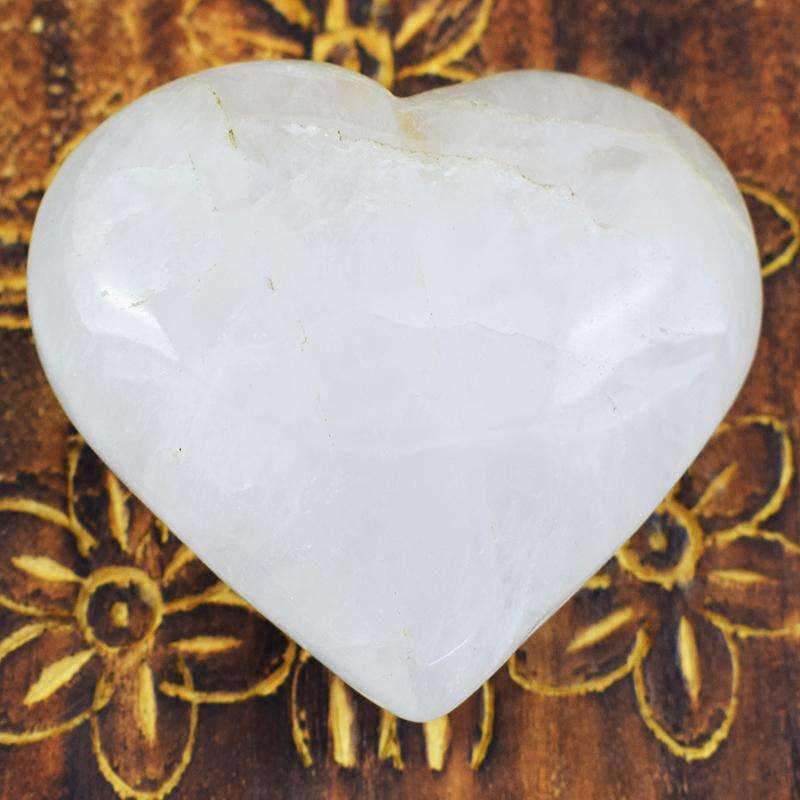 gemsmore:Hand Carved White Quartz Heart Cabochon