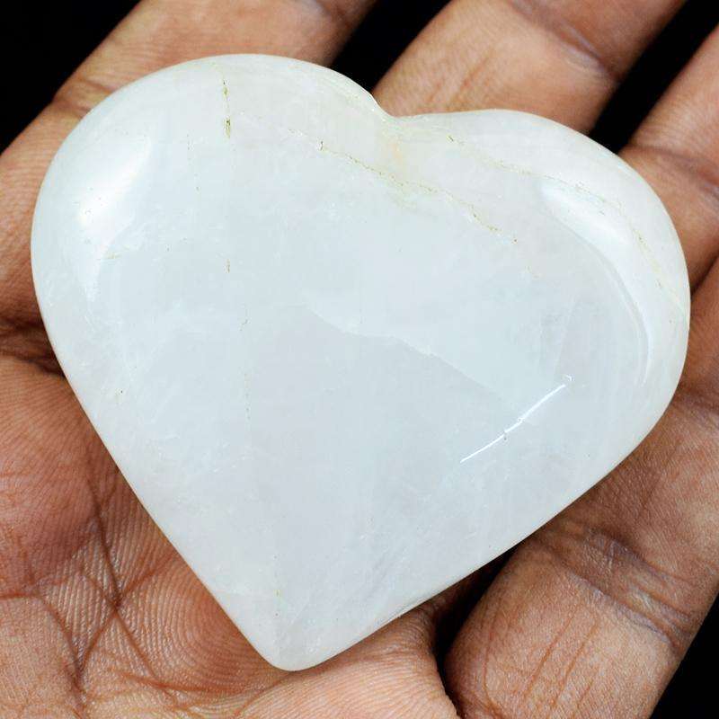 gemsmore:Hand Carved White Quartz Heart Cabochon