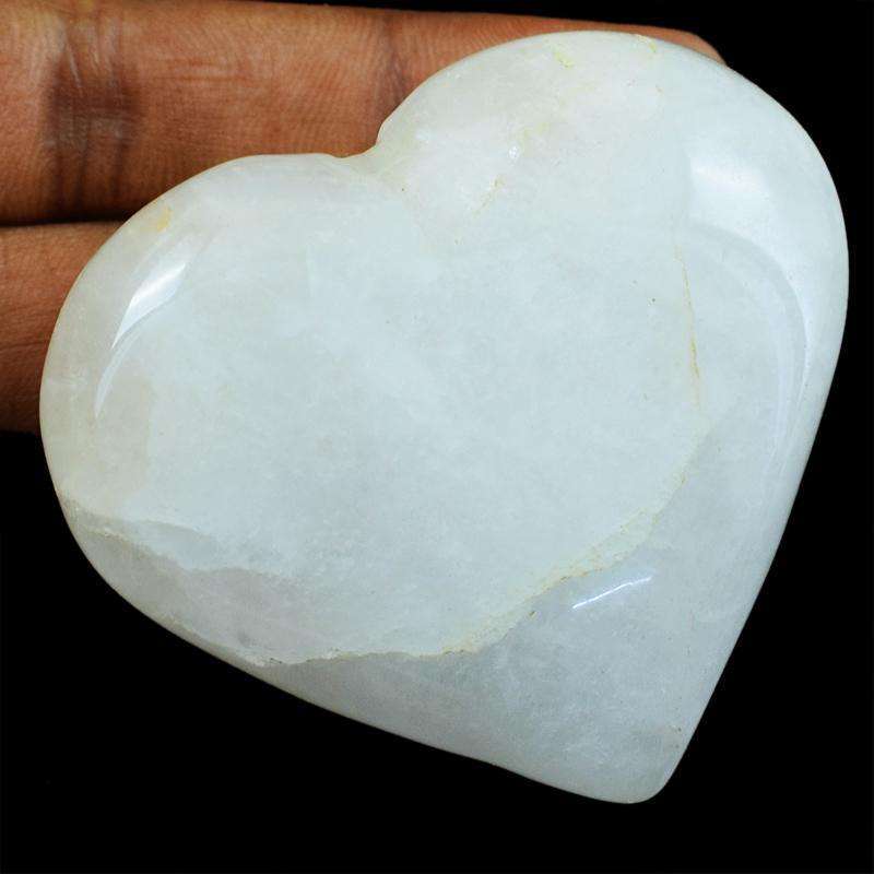 gemsmore:Hand Carved White Quartz Heart Cabochon