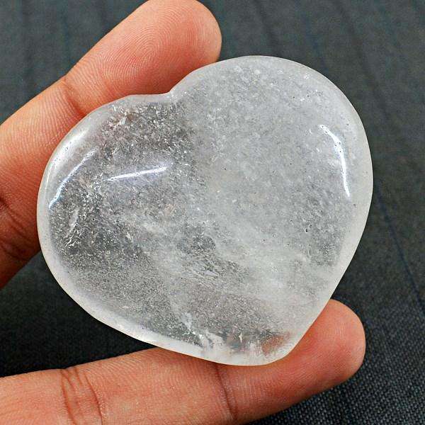 gemsmore:Hand Carved White Quartz Heart Shape Cabochon
