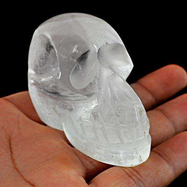 gemsmore:Hand Carved White Quartz Skull Gemstone - Amazing