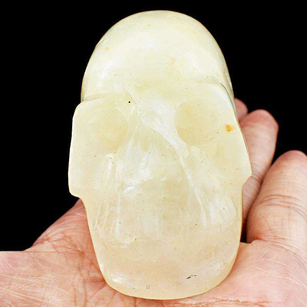 gemsmore:Hand Carved Yellow Aventurine Human Skull