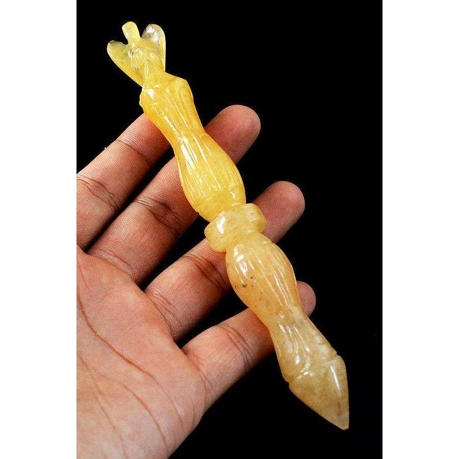 gemsmore:Hand Carved Yellow Aventurine Reiki Healing Angel Point