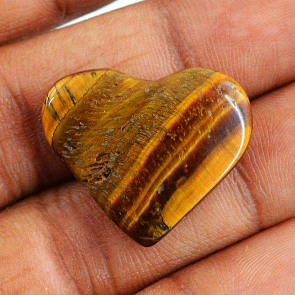 gemsmore:Heart Shape Golden Tiger Eye Gemstone Natural Untreated