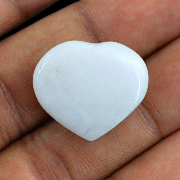 gemsmore:Heart Shape White Agate Gemstone Natural Untreated