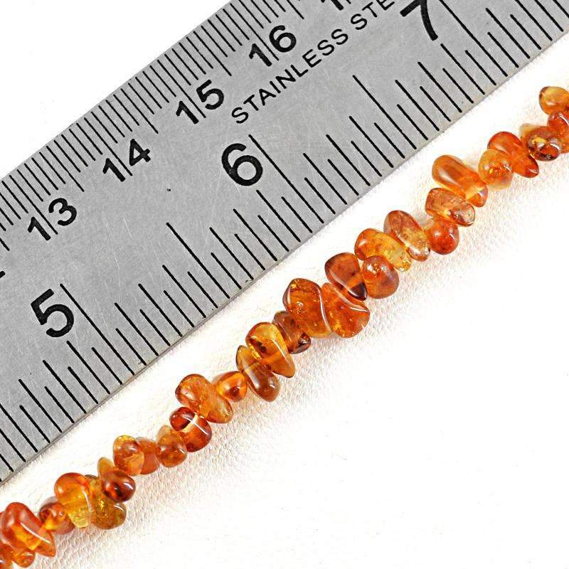 gemsmore:Hessonite Garnet Beads Strand - Natural Drilled